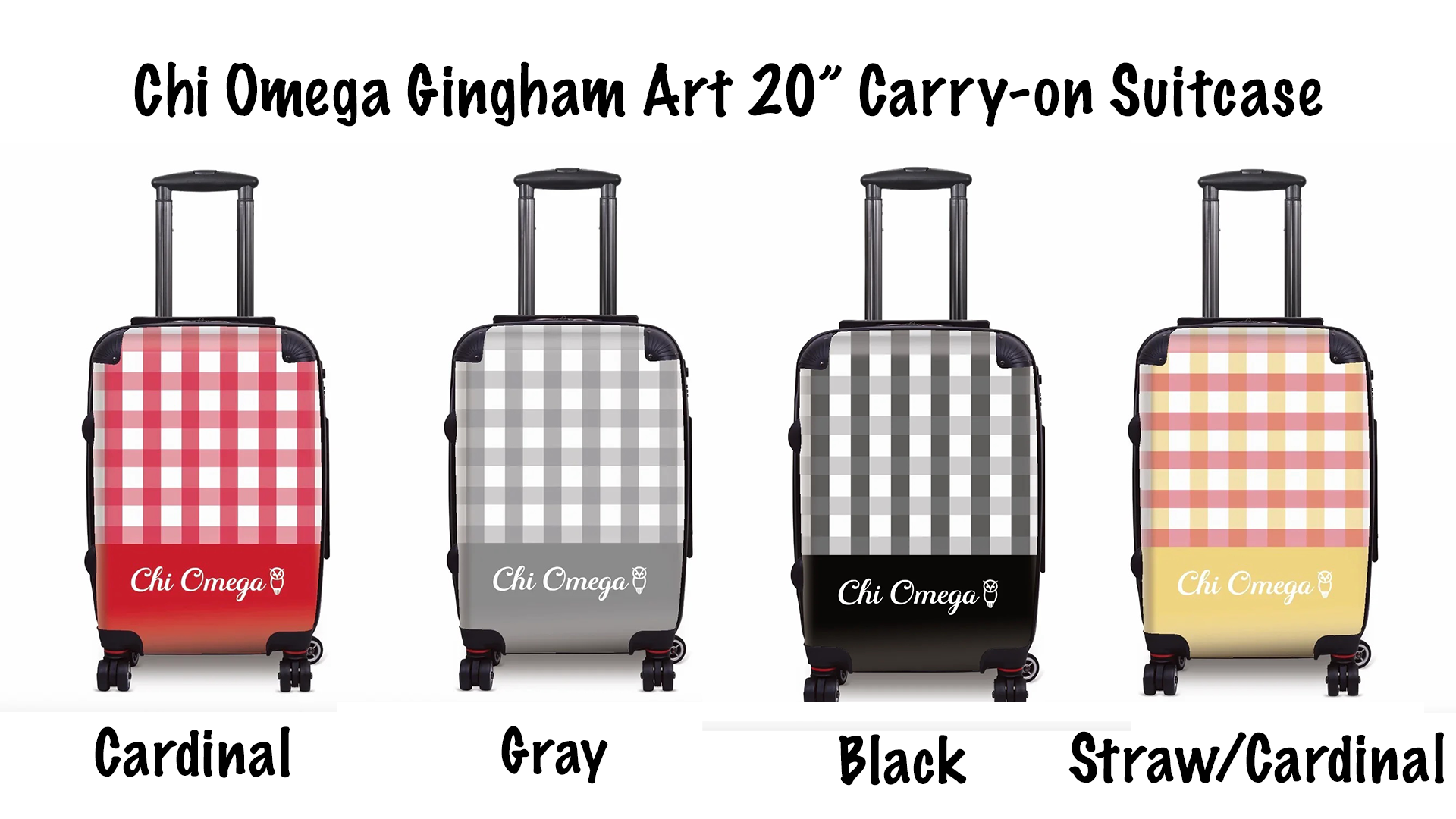 Chi Omega 20" Carry-on Suitcase Gingham Swatch