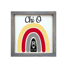 Chi O 12x12 Wood Framed Sign - Rainbow Weathered Gray Wall Art & Signs