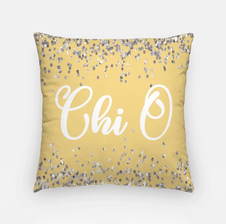 Chi O 18" Throw Pillow - Glitter Straw