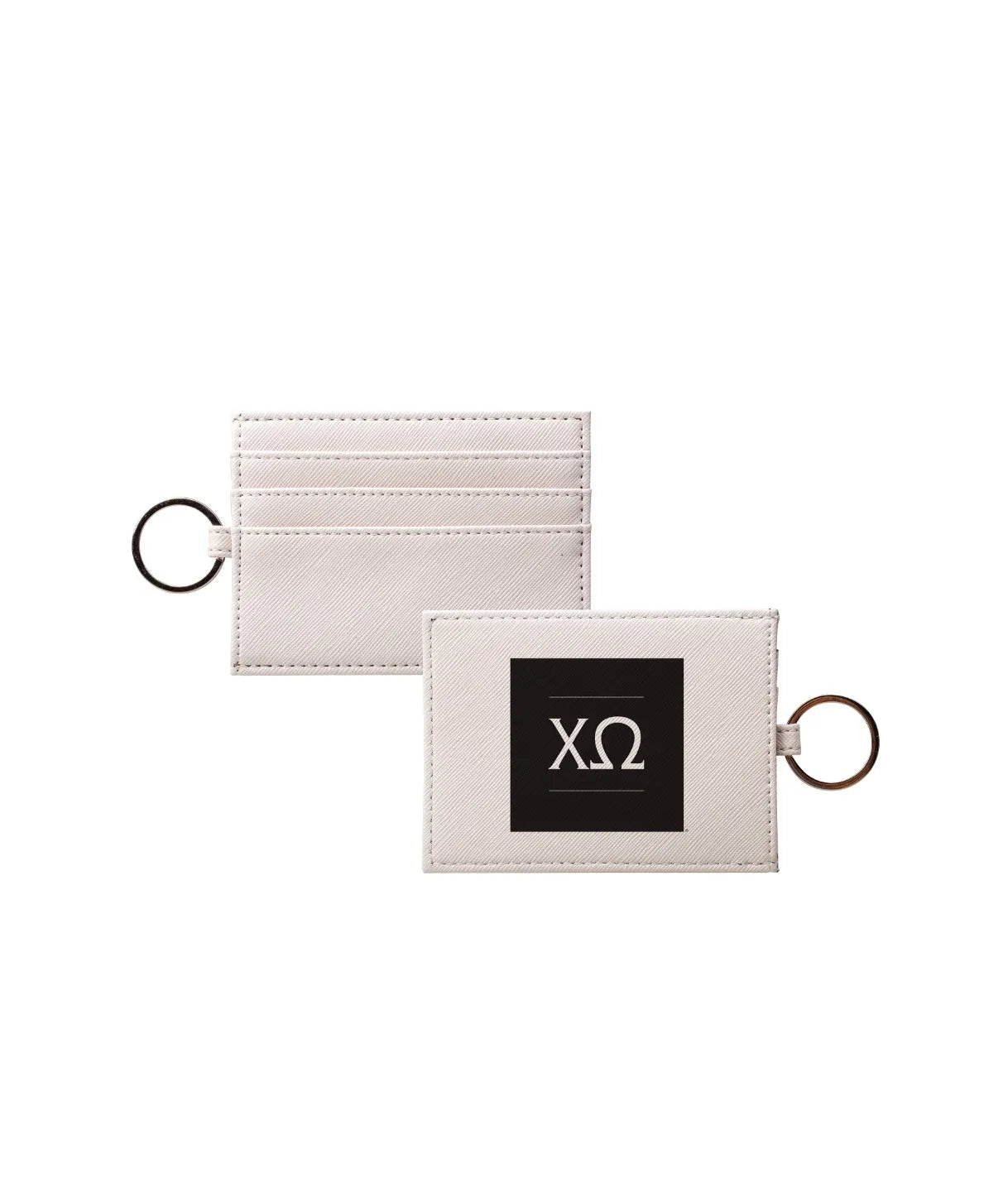 Chi O Vegan Saffiano Leather Card Holder - Greek Letters Travel Wallet