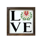 Chi Omega 12x12 "LOVE" Wood Framed Sign - Coat of Arms Walnut Stain Wall Art & Signs
