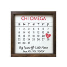 Chi Omega Personalized Big Little Calendar Framed Sign 12x12
