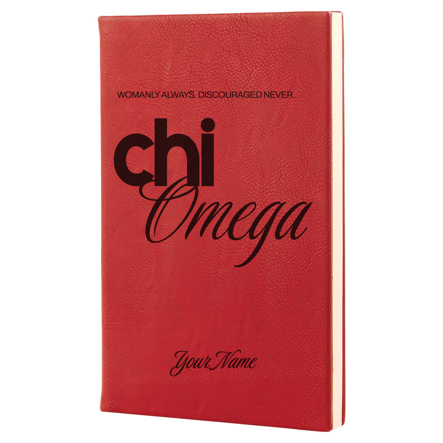 Chi Omega Personalized Leatherette Notebook | Chi O Gifts | XO