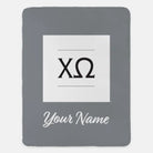 Chi Omega Personalized XL 60x80 Sherpa Throw Blanket Gray White Throw Blankets