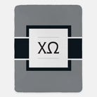 Chi Omega XL 60x80 Sherpa Throw Blanket - Gray Greek Letters Throw Blankets