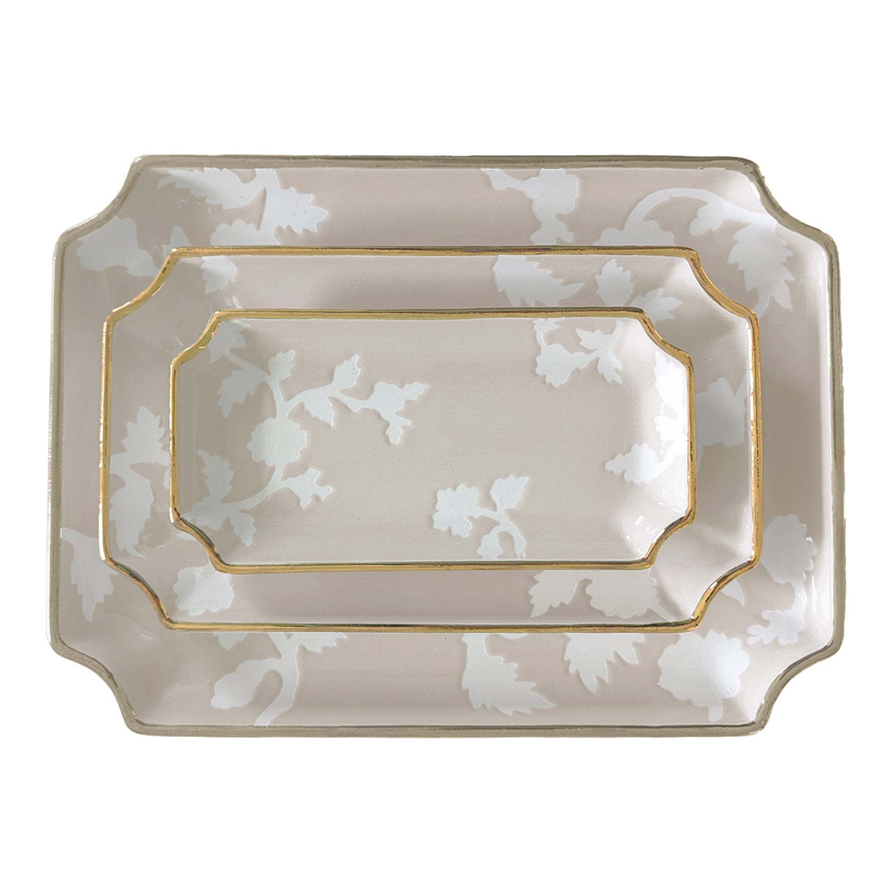 Chinoiserie Decorative Trays with Gold Accent