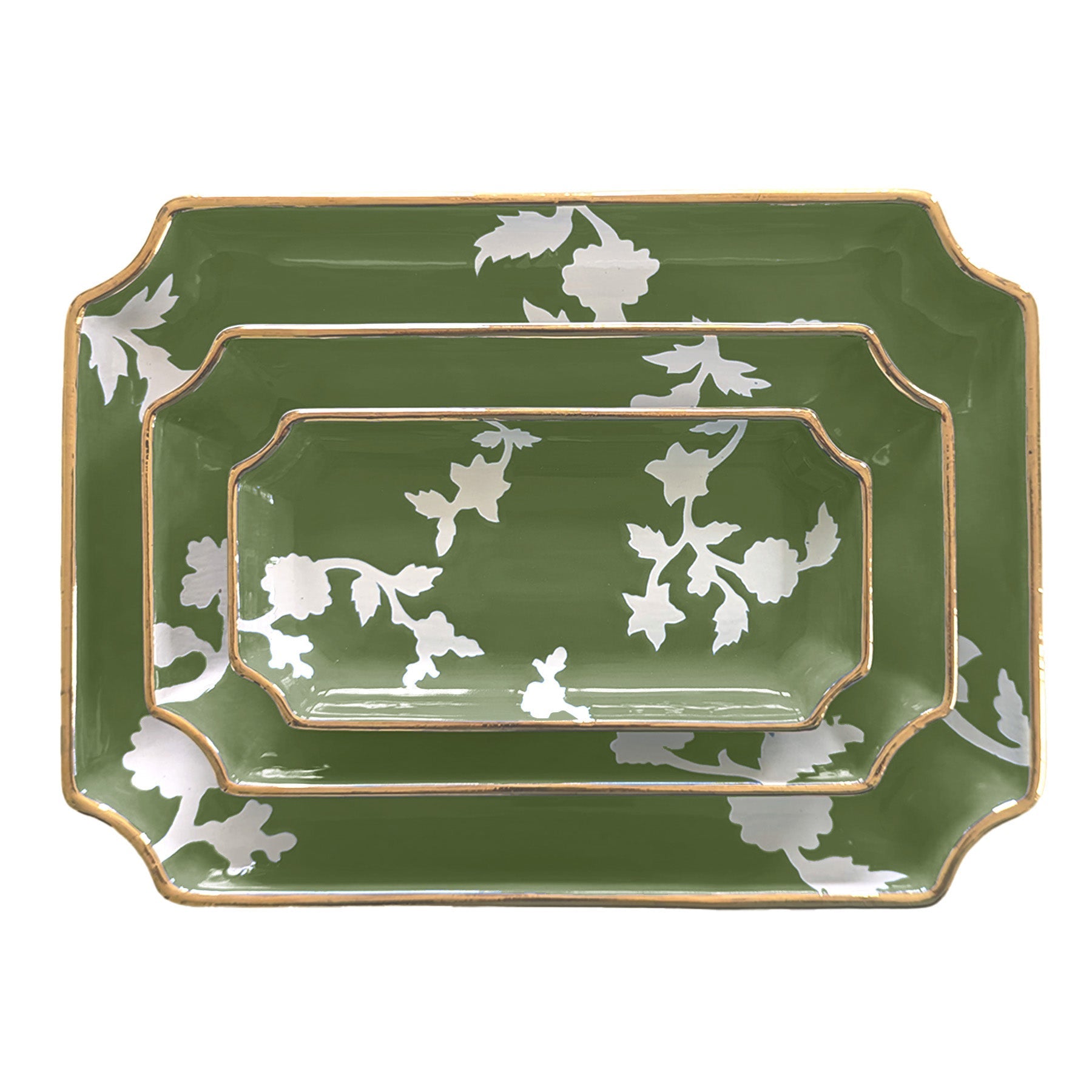 Chinoiserie Decorative Trays with Gold Accent