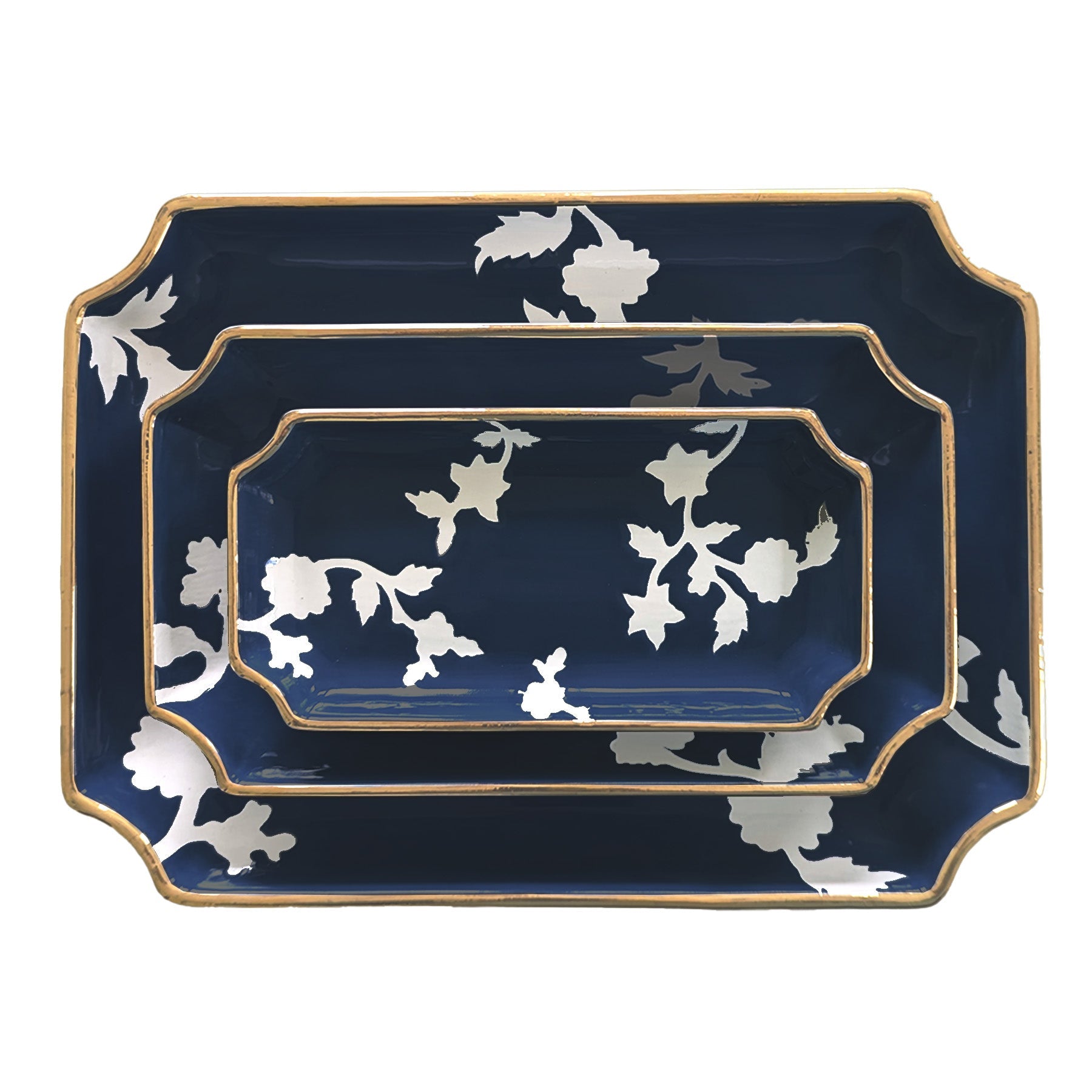 Chinoiserie Decorative Trays with Gold Accent