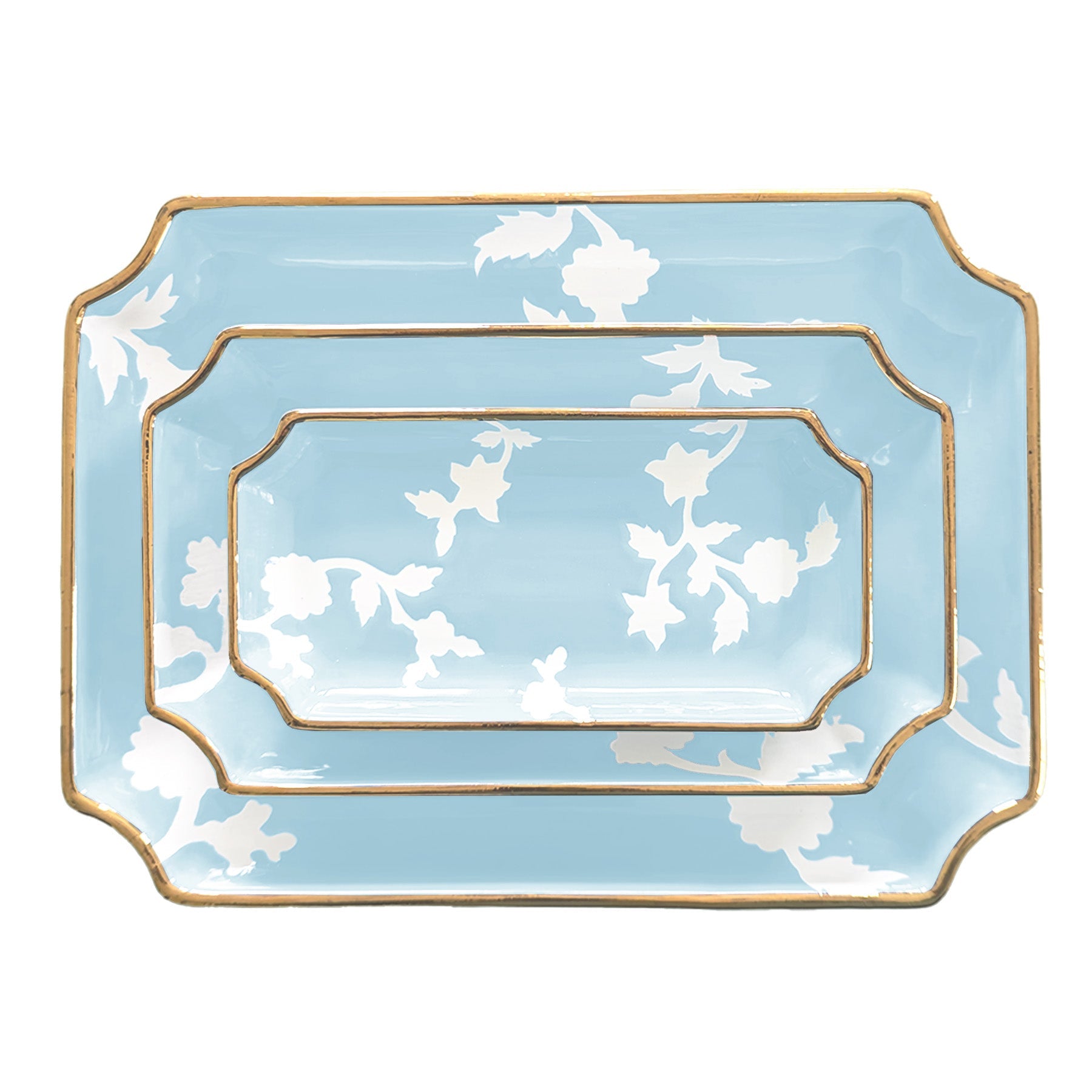 Chinoiserie Decorative Trays with Gold Accent