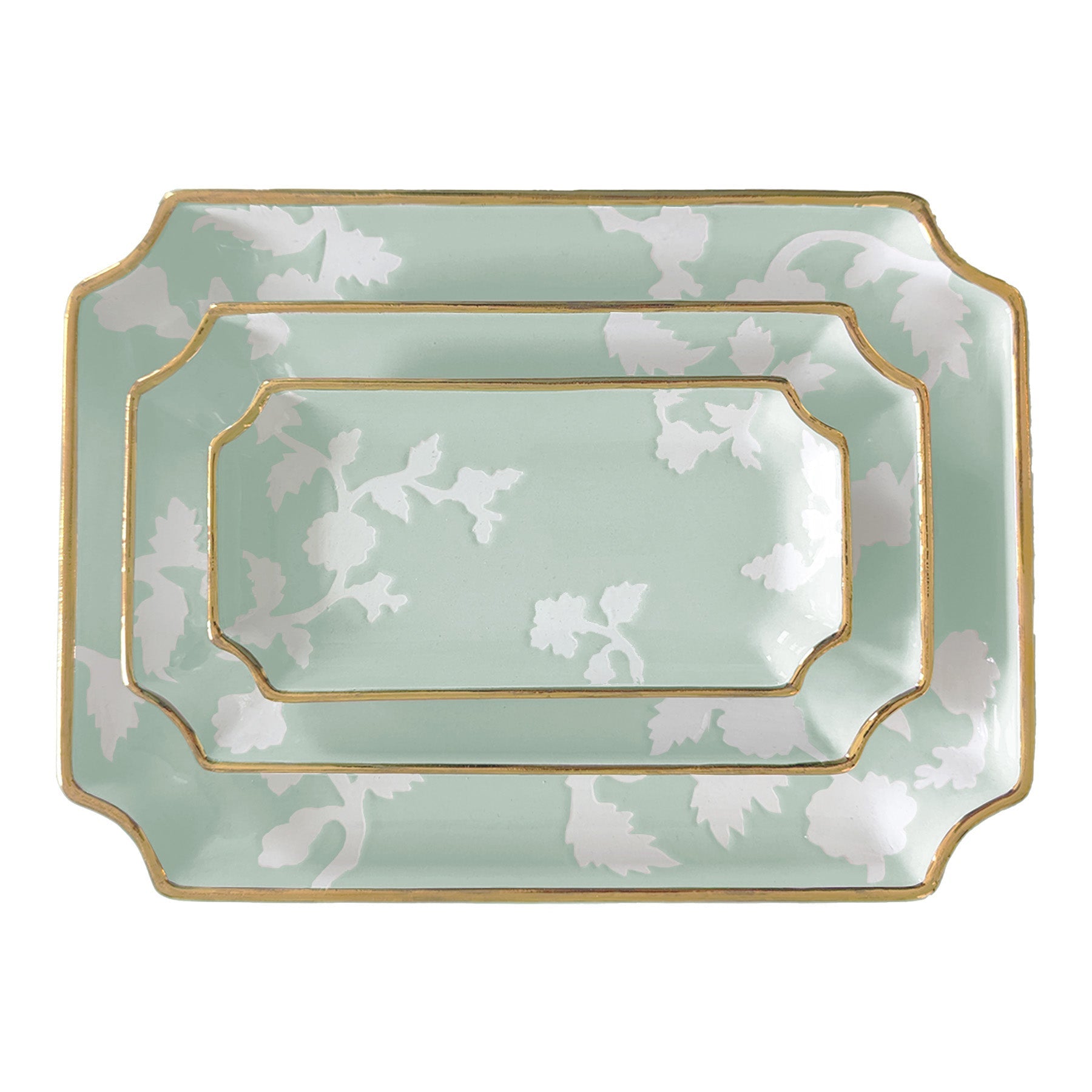 Chinoiserie Decorative Trays with Gold Accent