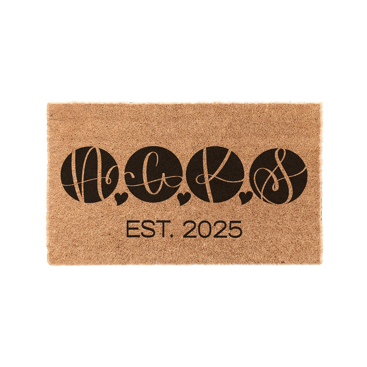 Personalized Roommate Circle Monogram Coir Doormat 4-initial Door Mats