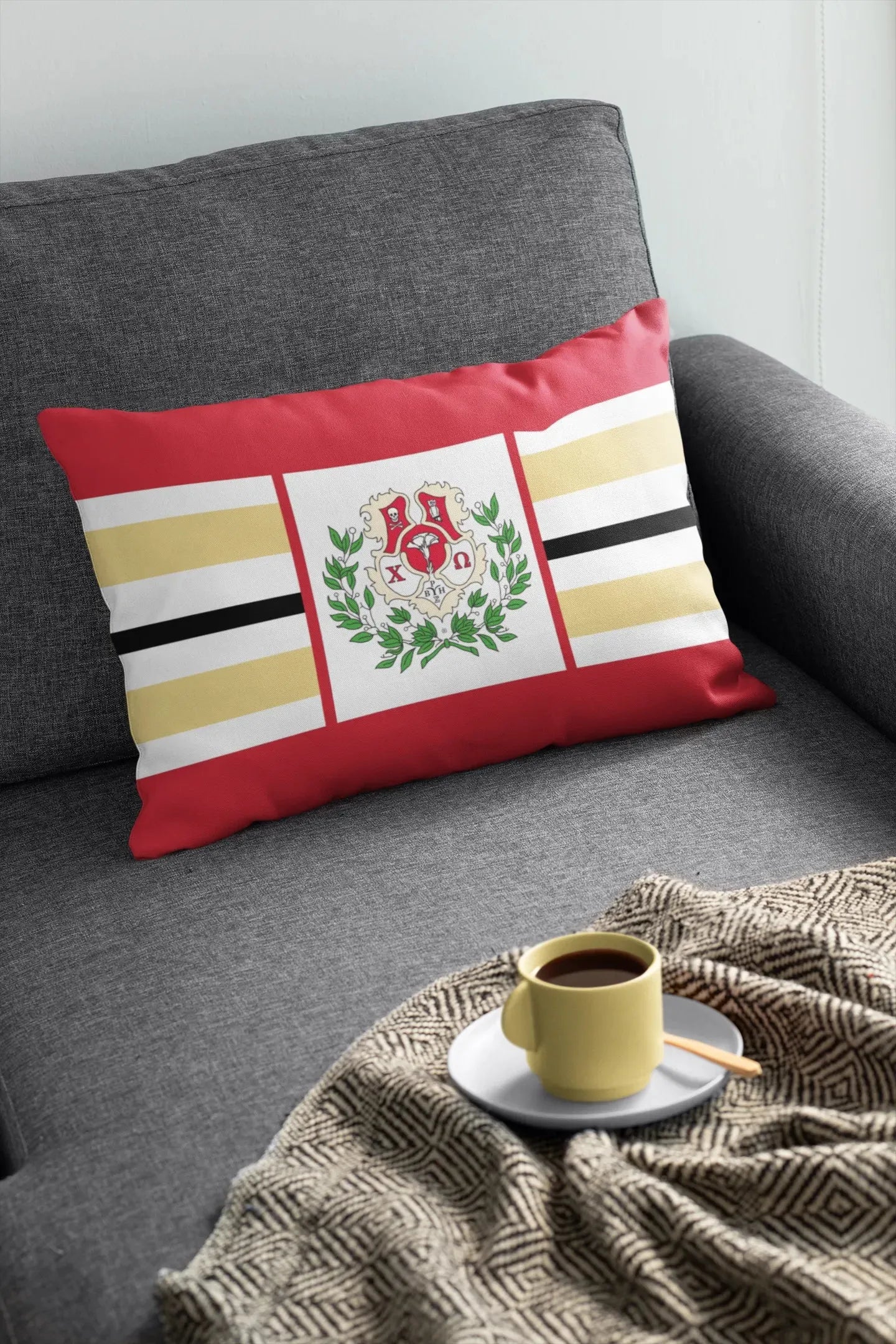 Chi Omega Lumbar Pillow Cover - Coat of Arms Pillow Covers