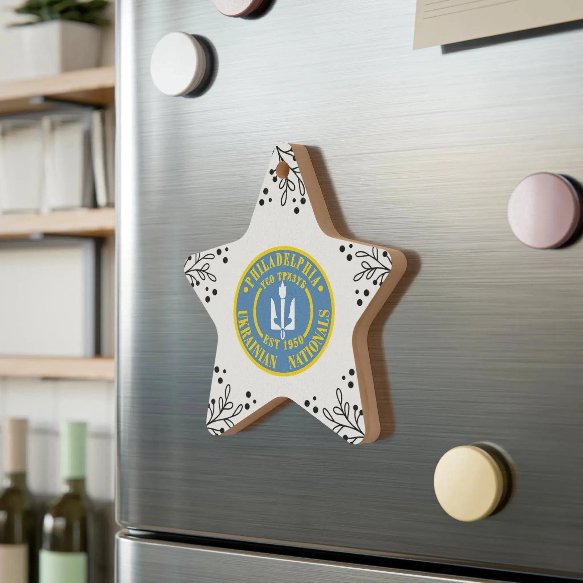 Philadelphia Ukrainian Nationals Wood Christmas Ornaments - Star Holiday Ornaments