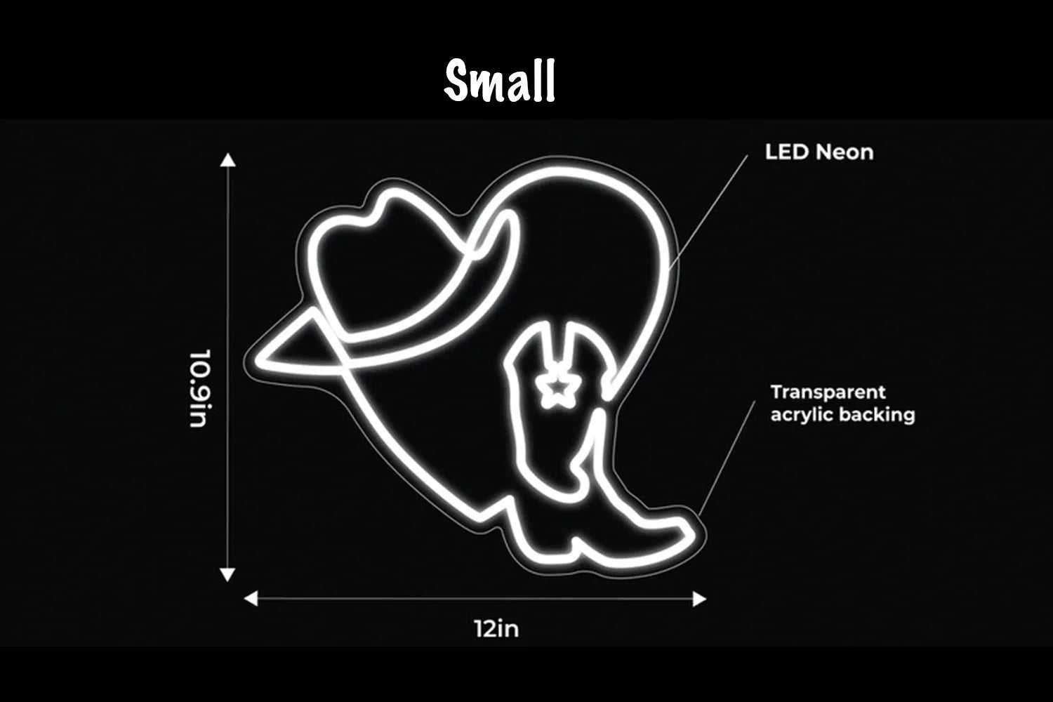 Heart Cowgirl Boot LED Neon Sign w/ Dimmer Neon Signs