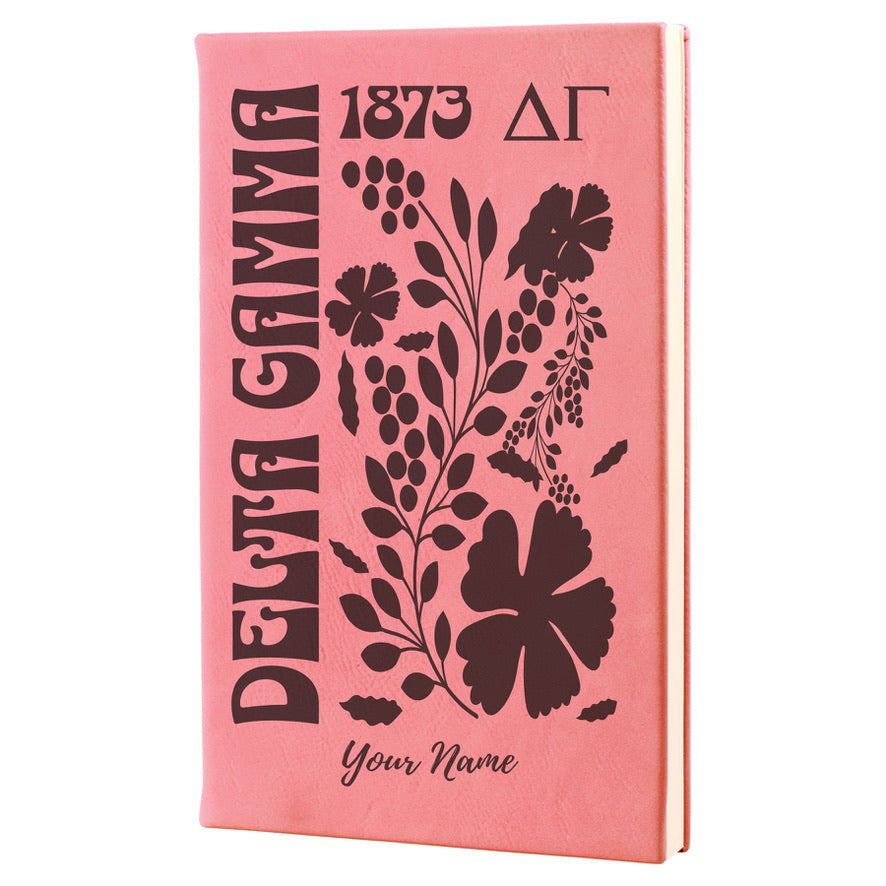 Delta Gamma Personalized Leatherette Notebook - Retro Floral | DG