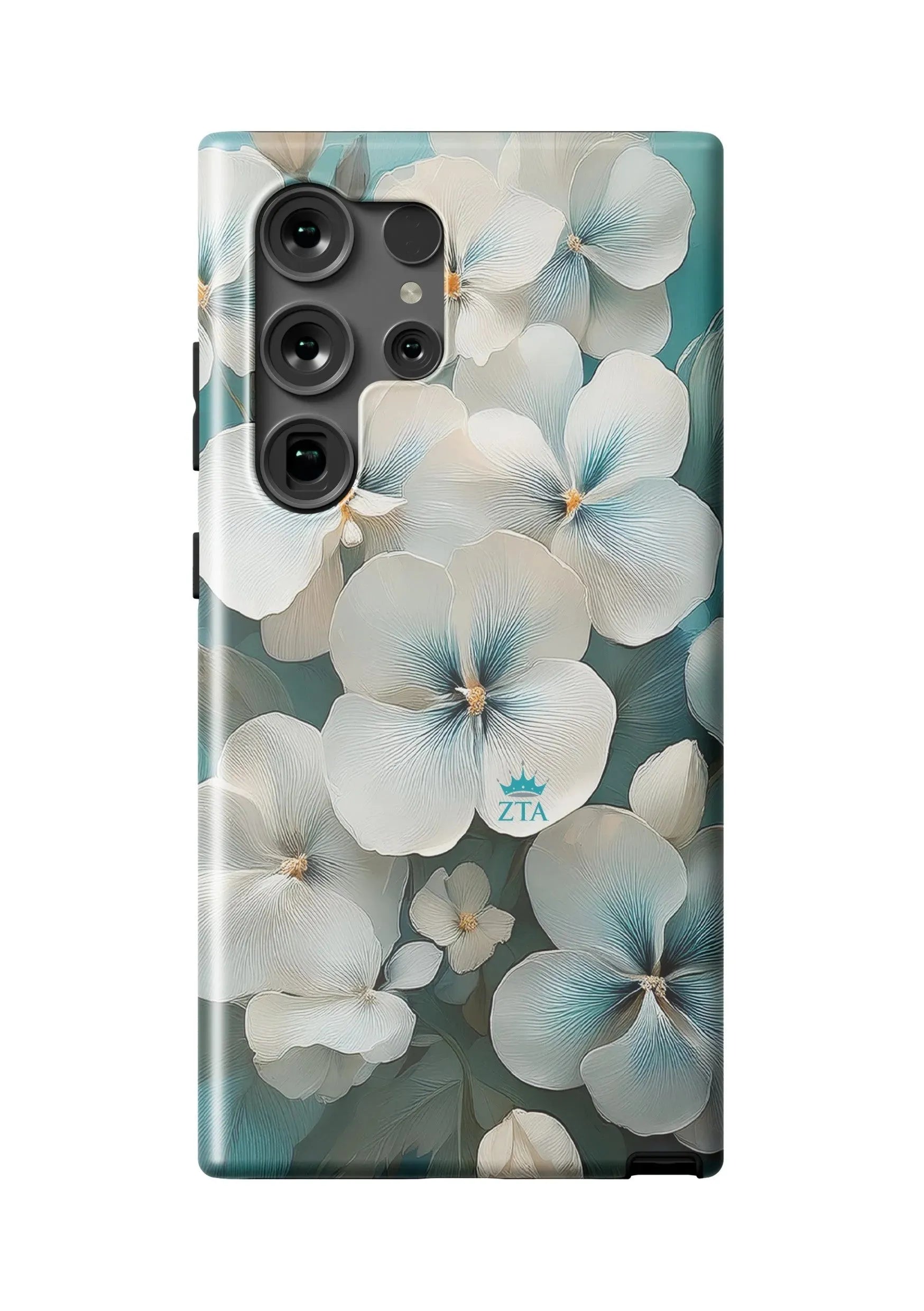 Zeta Tau Alpha Samsung Galaxy 24, 23 Mobile Phone Case - White Violets Matte Mobile Phone Cases