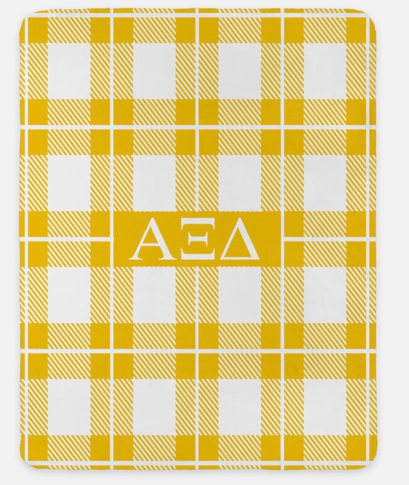 Alpha Xi Delta XL 60x80 Sherpa Throw Blanket -Plaid | AXiD Gifts