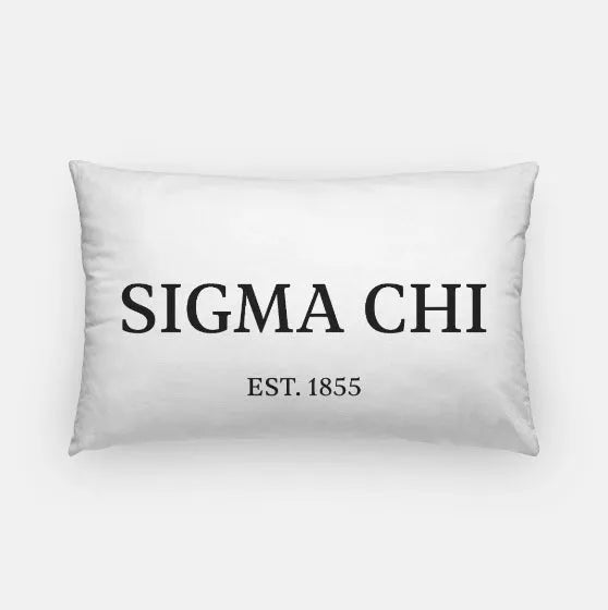 Sigma Chi Lumbar Pillow Cover - 1855 White Black Pillow Covers