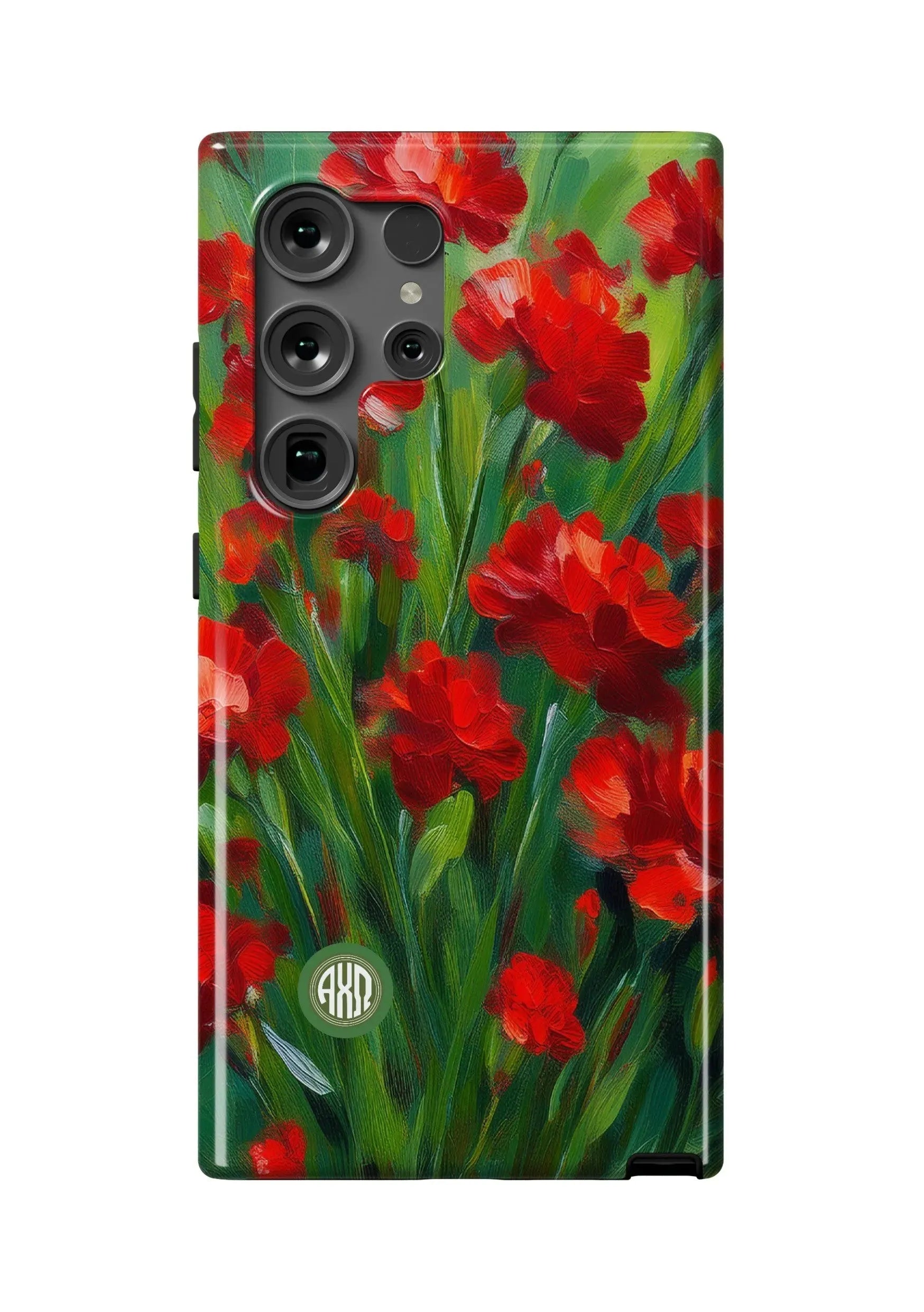 Alpha Chi Omega Samsung Galaxy 24, 23 Mobile Phone Case - Bold Carnations Gloss Mobile Phone Cases