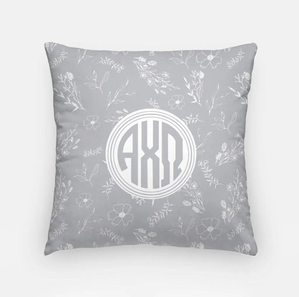 Alpha Chi 18" Throw Pillow Cover - Vintage Floral Monogram Chord Pillow Covers