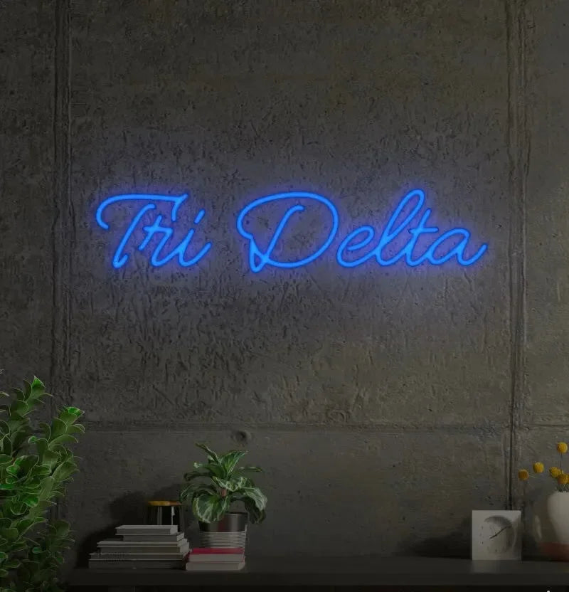 Delta Sign Script Tri Delta LED Neon Script Sign w/ Dimmer | Dorm Decor Wall Art | Gifts ...