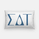 Sigma Delta Tau Lumbar Pillow Cover - Knockout Greek Letters White Old Blue Pillow Covers
