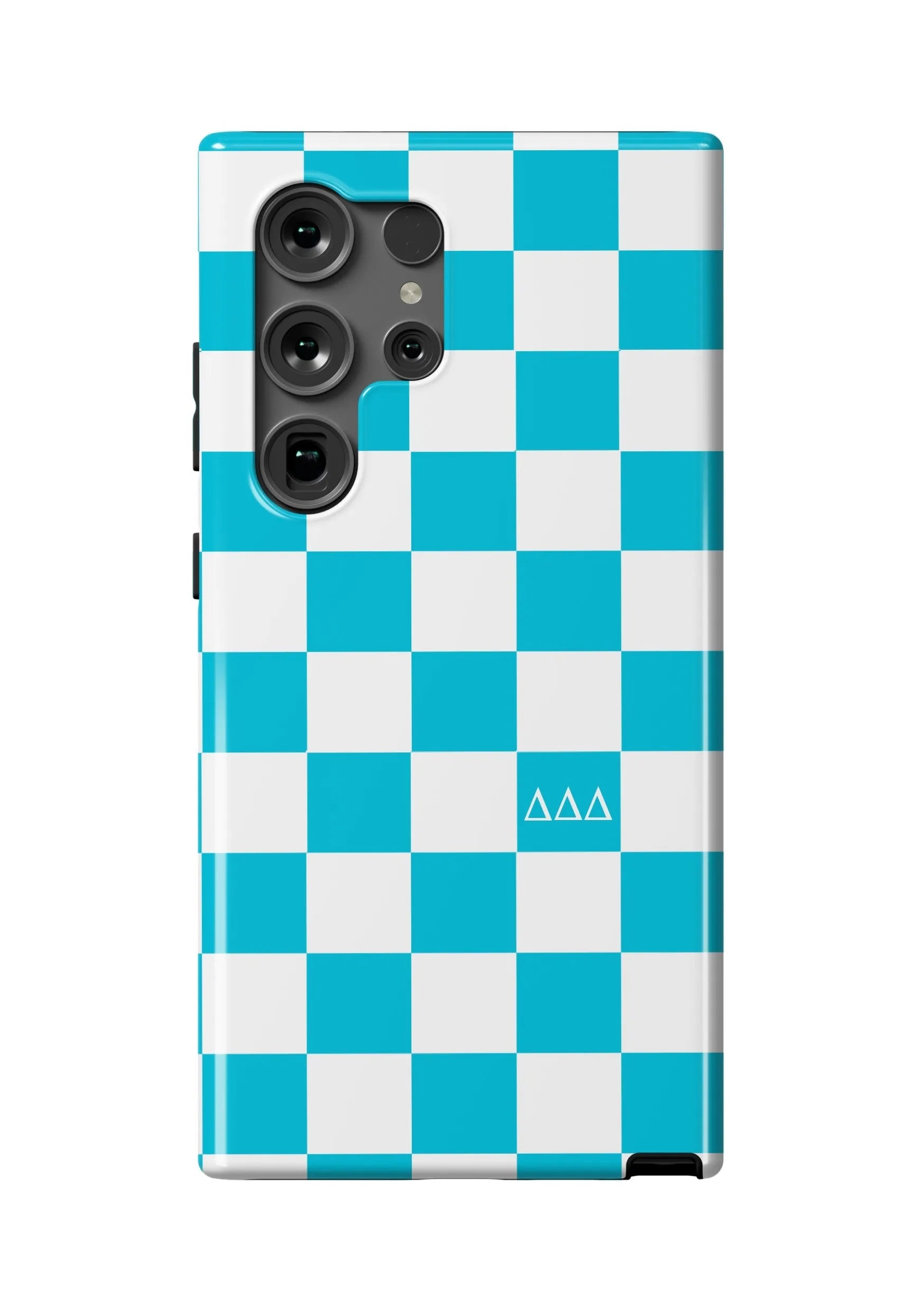 Tri Delta Samsung Galaxy 24, 23 Mobile Phone Case - Bright Blue Check Gloss Mobile Phone Cases