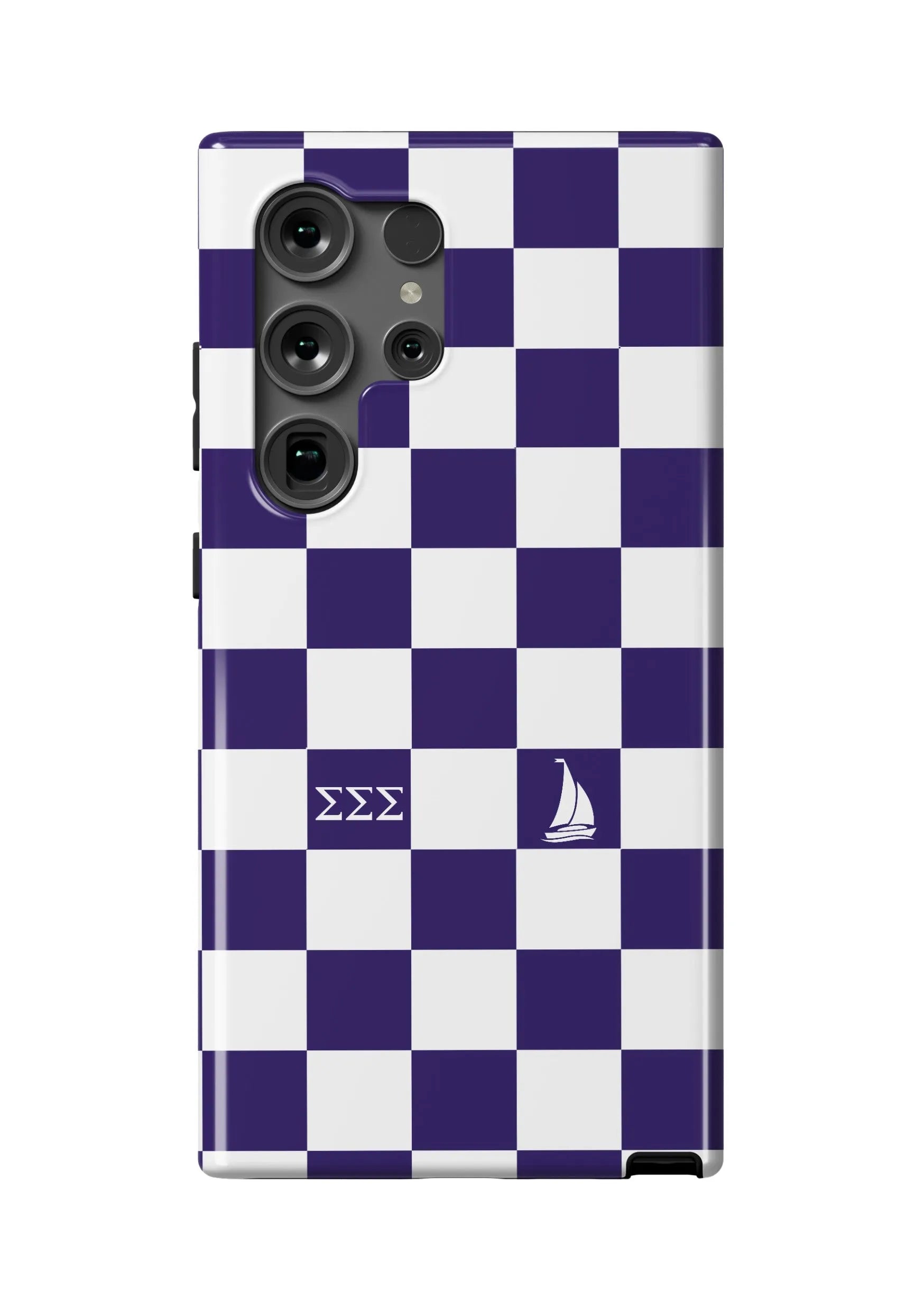 Tri Sigma Samsung Galaxy 24, 23 Mobile Phone Case Royal Purple Check Gloss Mobile Phone Cases