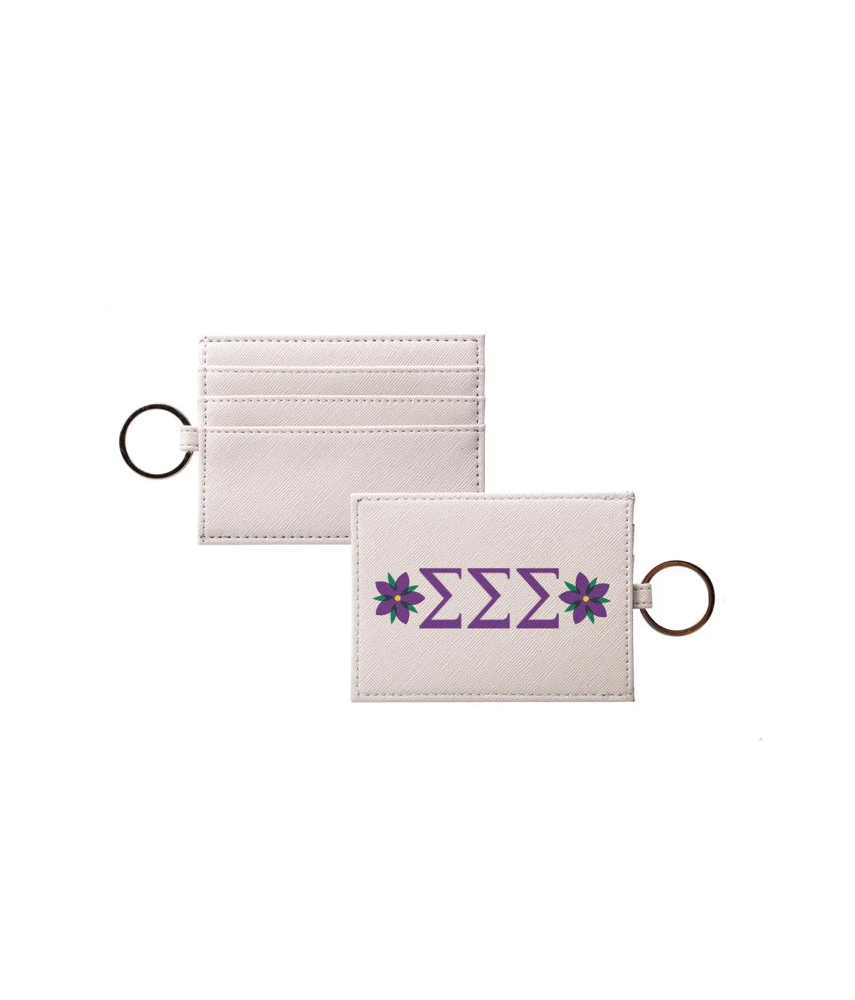 Tri Sigma Vegan Saffiano Leather Keychain Card Holder - Violet Travel Wallet