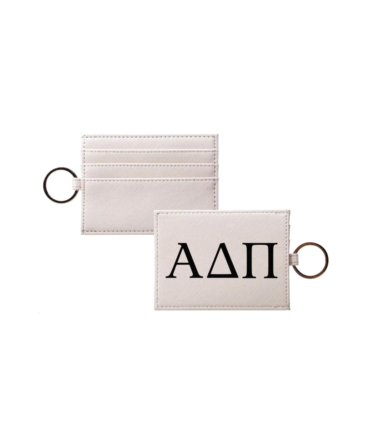 Alpha Delta Pi Vegan Saffiano Leather Keychain Card Holder Travel Wallet
