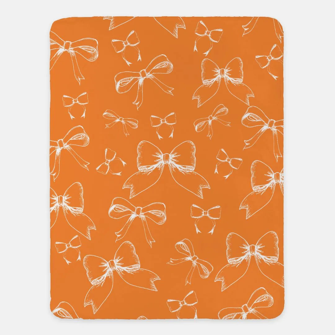 Bows XL 60x80 Sherpa Blanket Orange Classic Throw Blankets