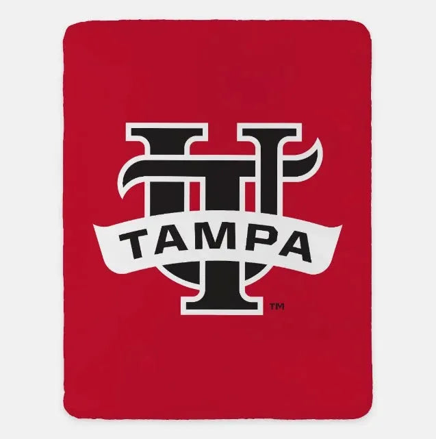 University of Tampa Blanket XL 60x80 UTampa Banner Red Throw Blankets