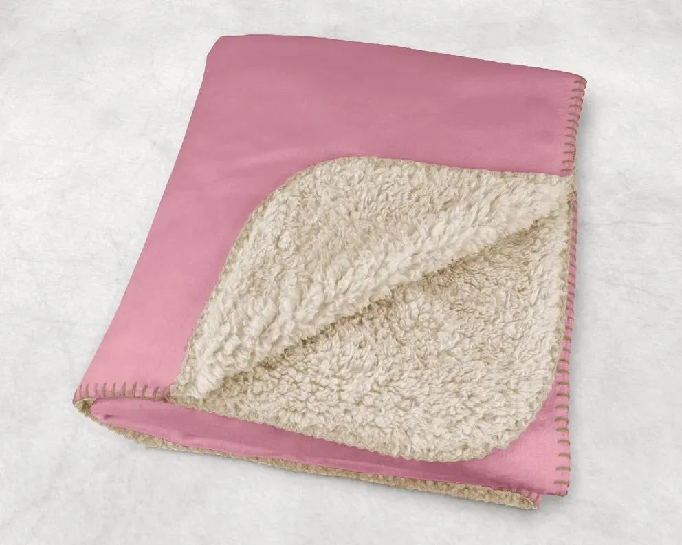 Phi Mu XL 60x80 Sherpa Throw Blanket - Carnation Monogram Throw Blankets