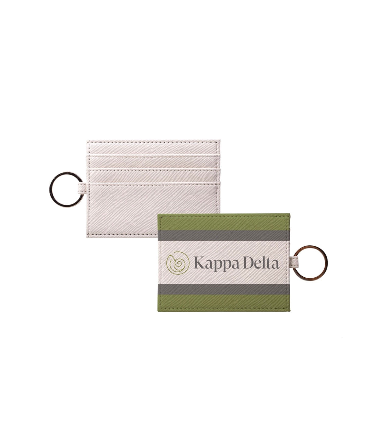 Kappa Delta Vegan Saffiano Leather Keychain Card Holder - Stripes