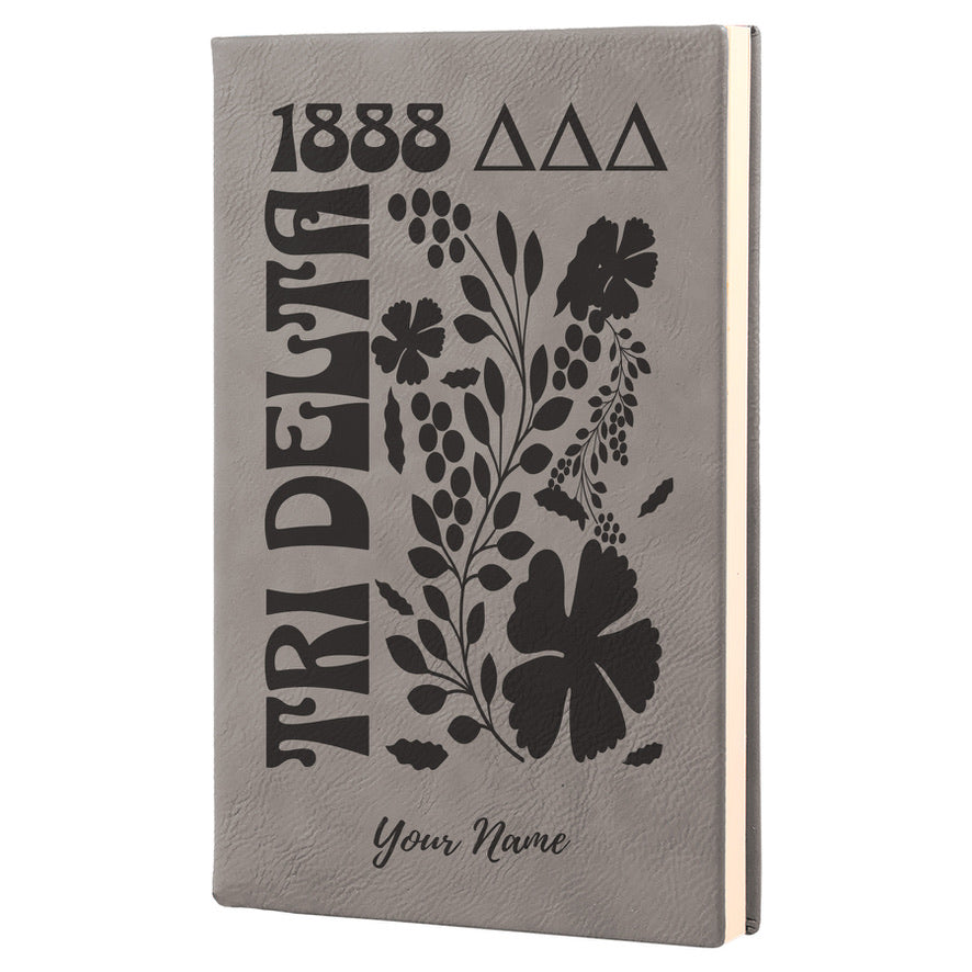 Tri Delta Personalized Leatherette Notebook - Retro Floral