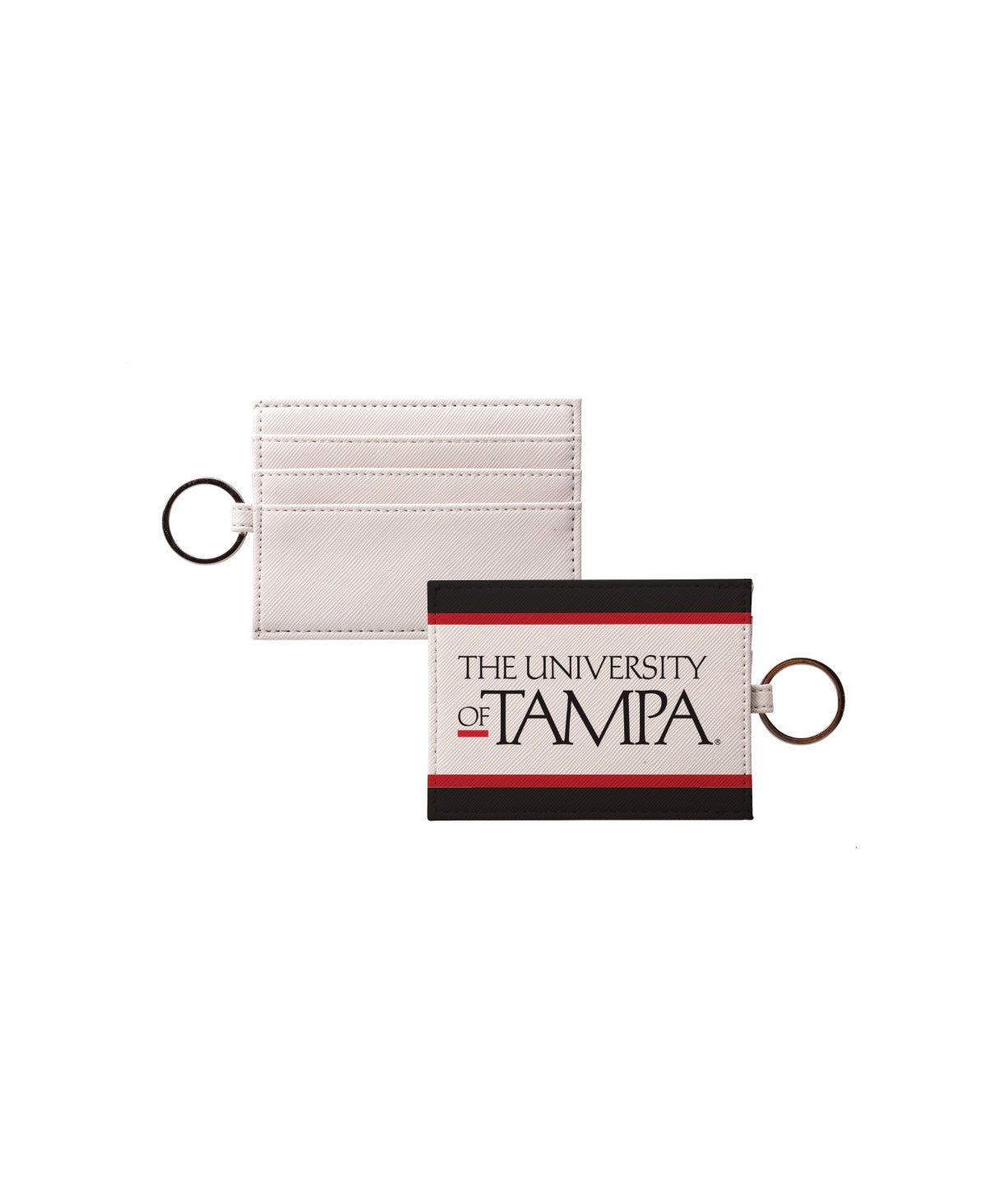 University of Tampa Striped Card Holder - Vegan Saffiano Leather