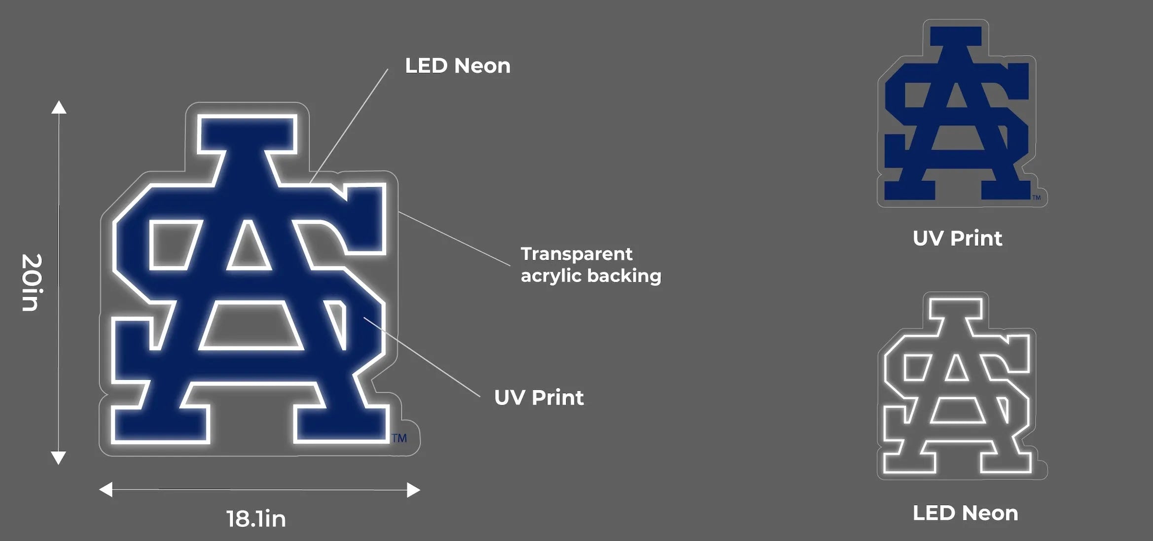 University of South Alabama LED UV Print Neon Sign w/ Dimmer - 20" Neon Signs