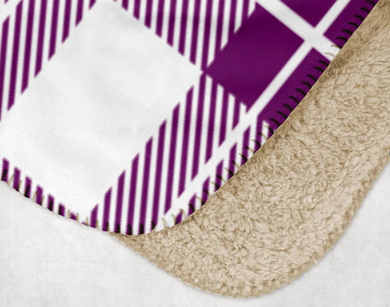 Phi Chi Theta XL 60x80 Sherpa Blanket - Purple Plaid Throw Blankets