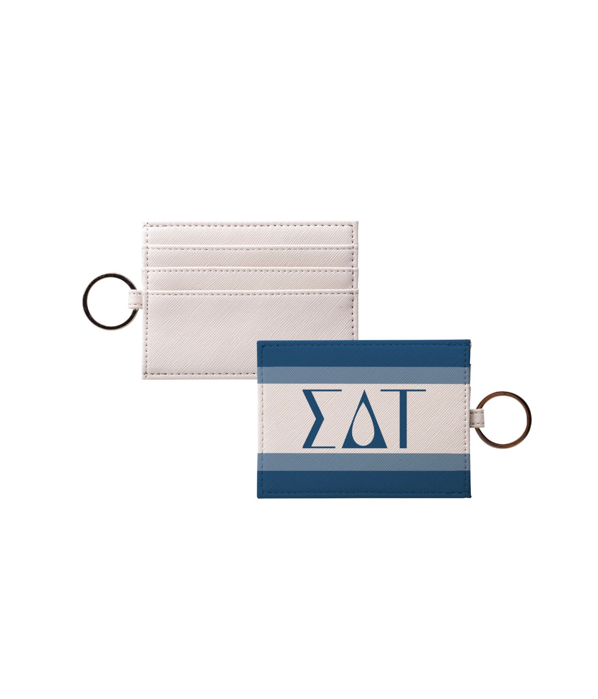 Sigma Delta Tau Vegan Saffiano Leather Keychain Card Holder - Stripe