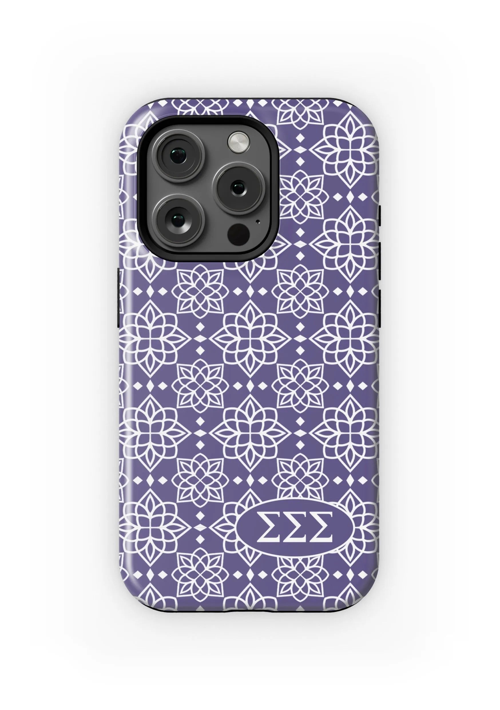 Tri Sigma iPhone 16, 15, 14 Mobile Phone Case Ornate Royal Purple Matte Mobile Phone Cases