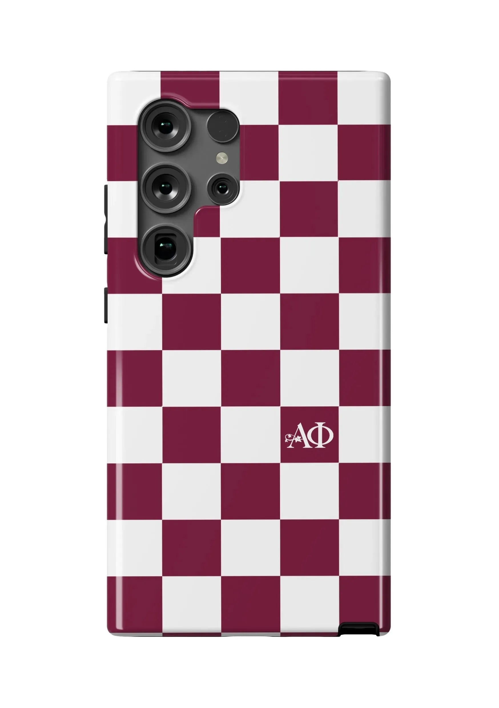 Alpha Phi Samsung Galaxy 24, 23 Mobile Phone Case - Bordeaux Check Gloss Mobile Phone Cases