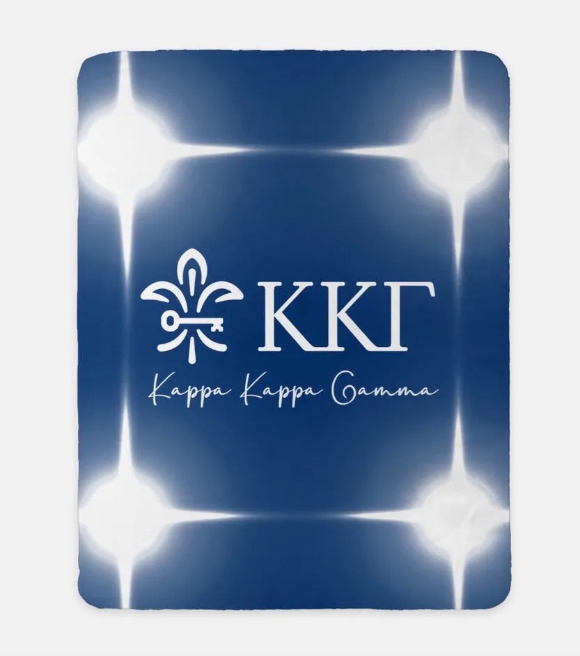 Kappa Kappa Gamma Sherpa Blanket XL 60x80 Blue Flashing Lights | KKG Gifts & Decor | Festive Fit Home