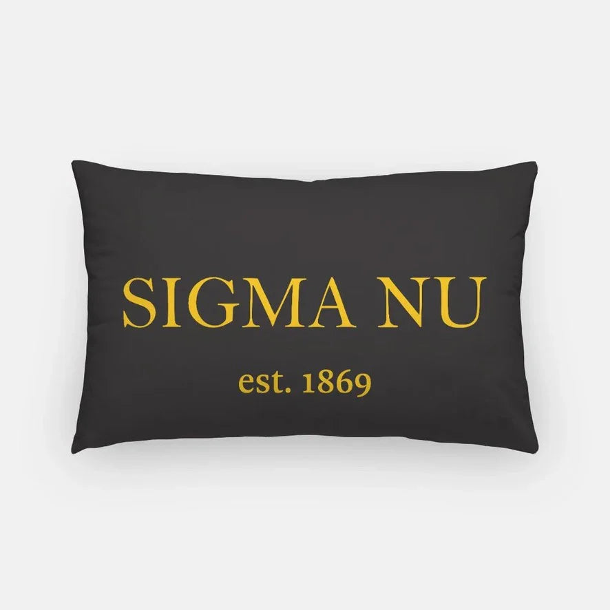 Sigma Nu Lumbar Pillow Cover - Traditional 1869 Black Gold Pillow Covers
