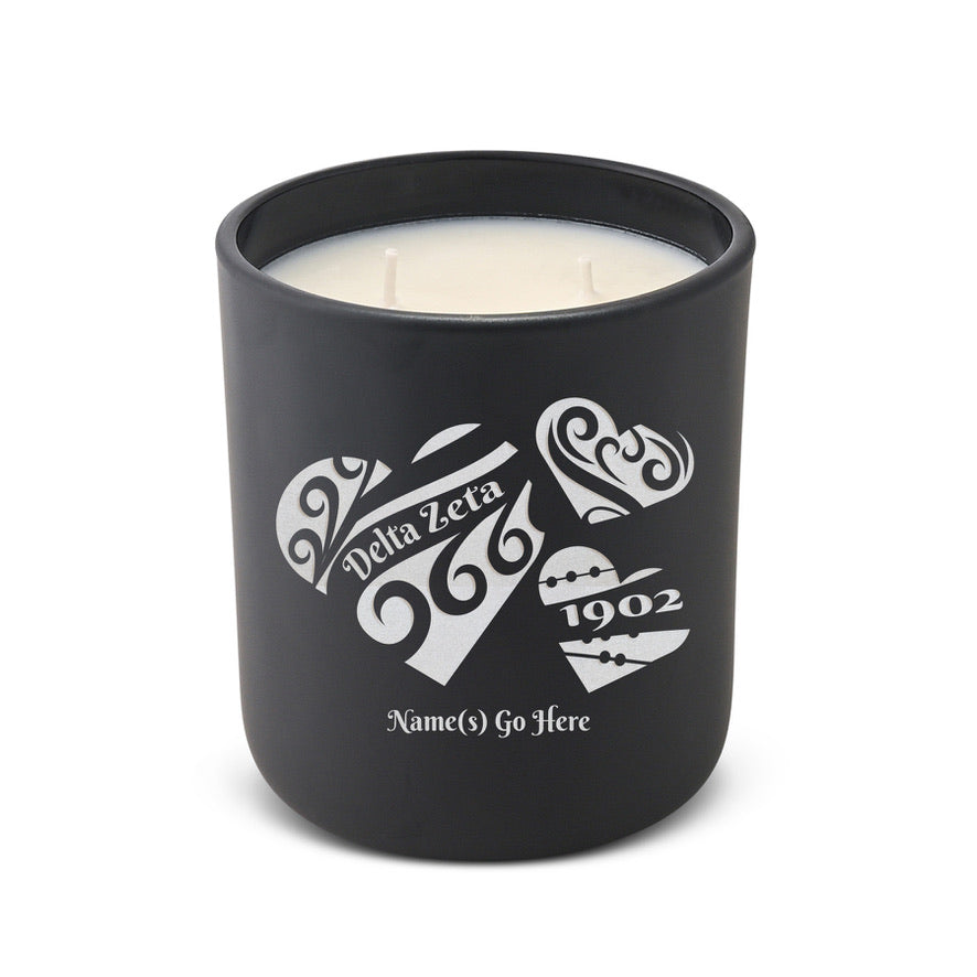 Personalized Delta Zeta Laser Etched Glow Candle 12 oz. - Hearts | DZ