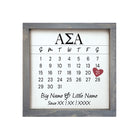 Alpha Sigma Alpha Personalized Big Little Calendar Framed Sign - 12x12
