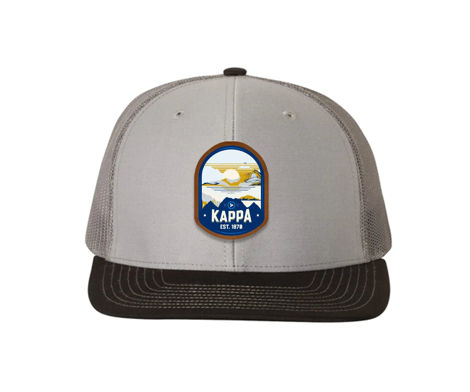 Kappa Kappa Gamma Richardson 112 UV Print Leatherette Patch Trucker Hat - Ventura Gray Charcoal Black Trucker Hat