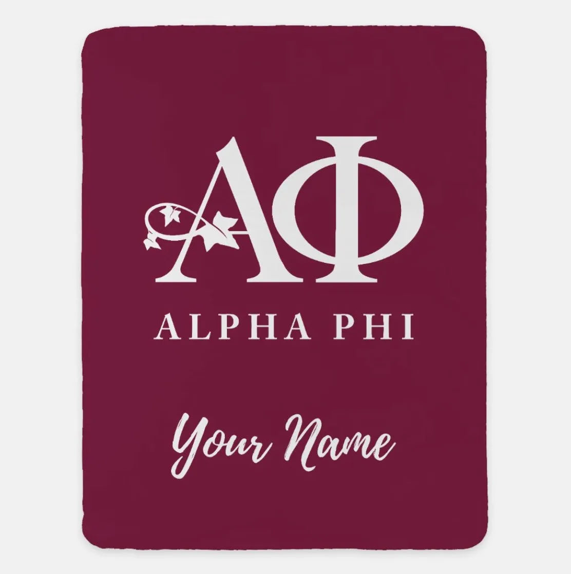 Personalized Alpha Phi XL 60x80 Sherpa Blanket Bordeaux Throw Blankets