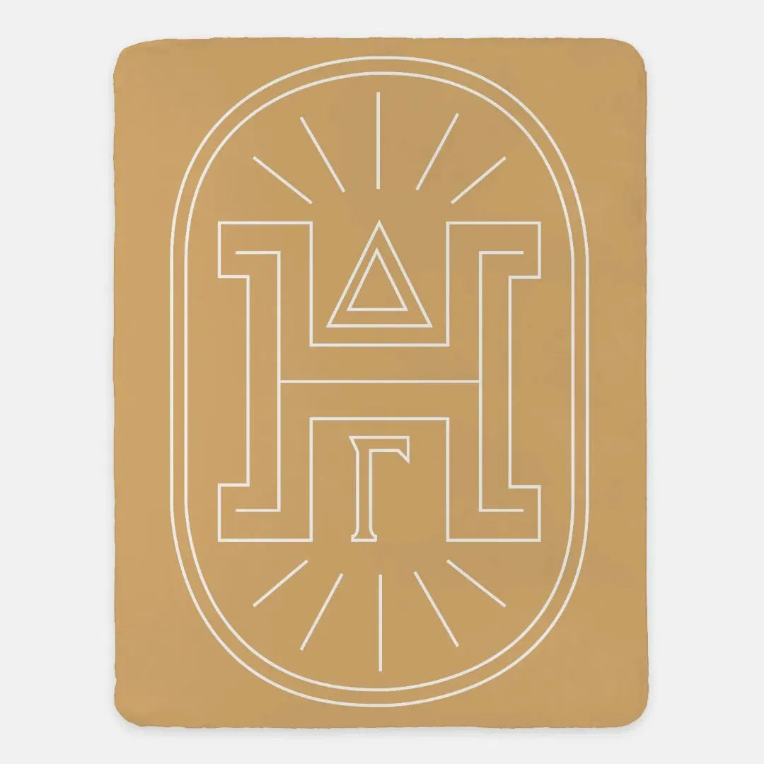 Delta Gamma XL 60x80 Sherpa Throw Blanket - Traditional Badge Gold Throw Blankets