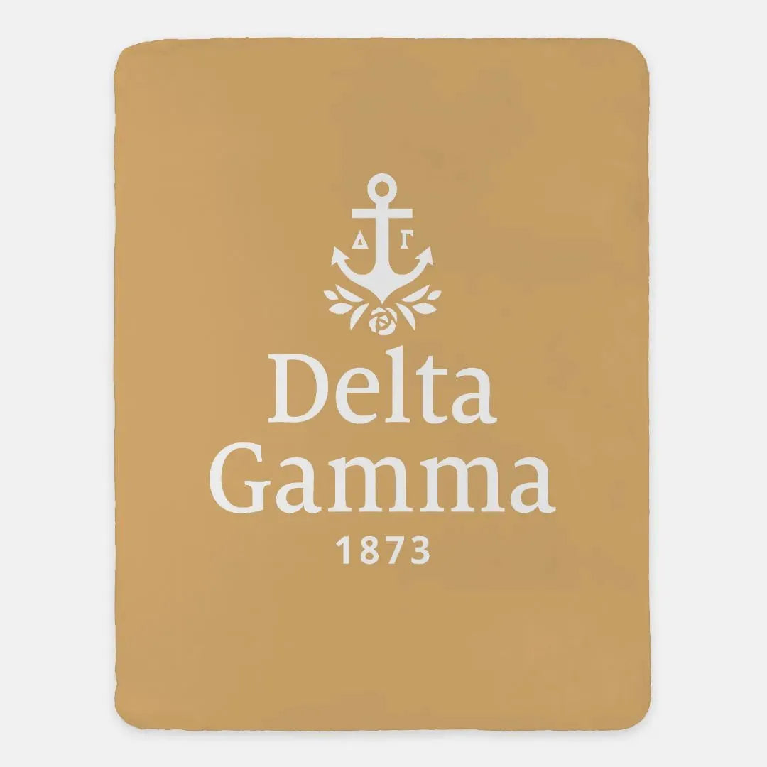 Delta Gamma XL 60x80 Traditional Sherpa Throw Blanket Gold Throw Blankets