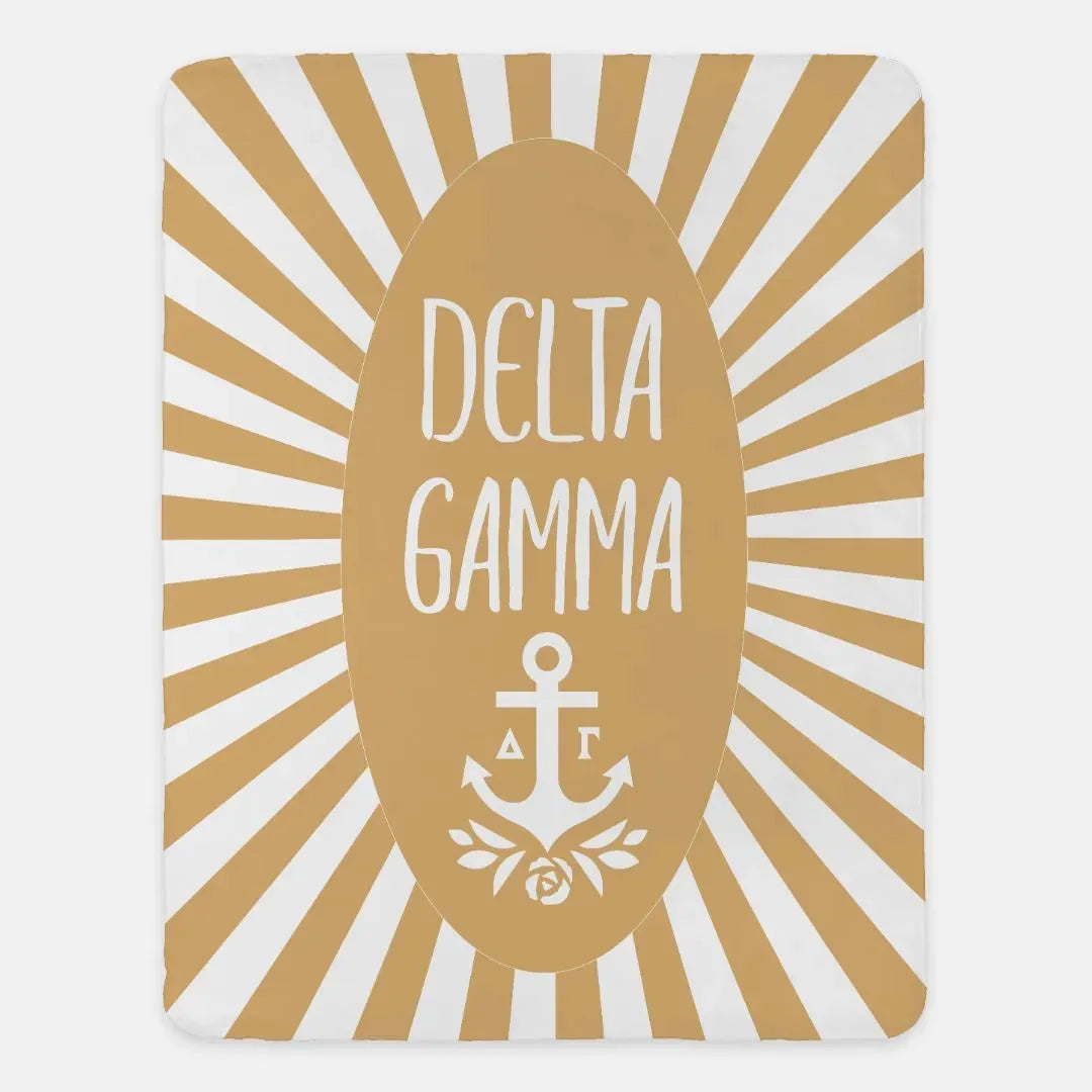 Delta Gamma XL 60x80 Starburst Sherpa Blanket Gold Throw Blankets